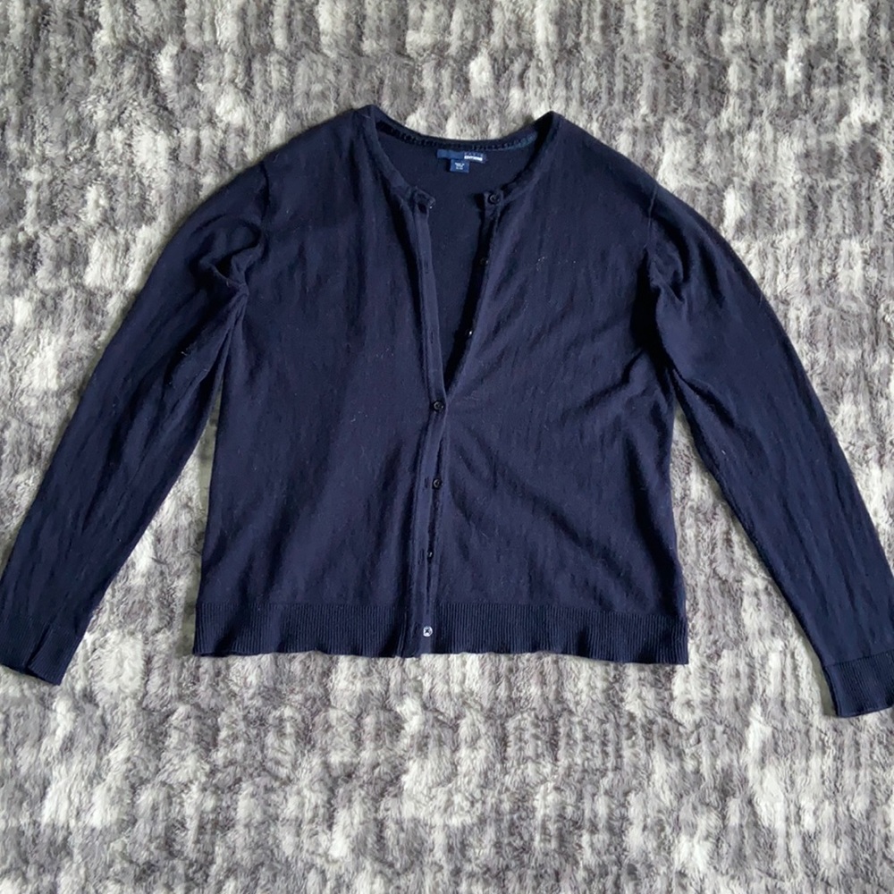 🍁Basic Editions Solid Navy Blue Long Sleeve Cardigan Size XL